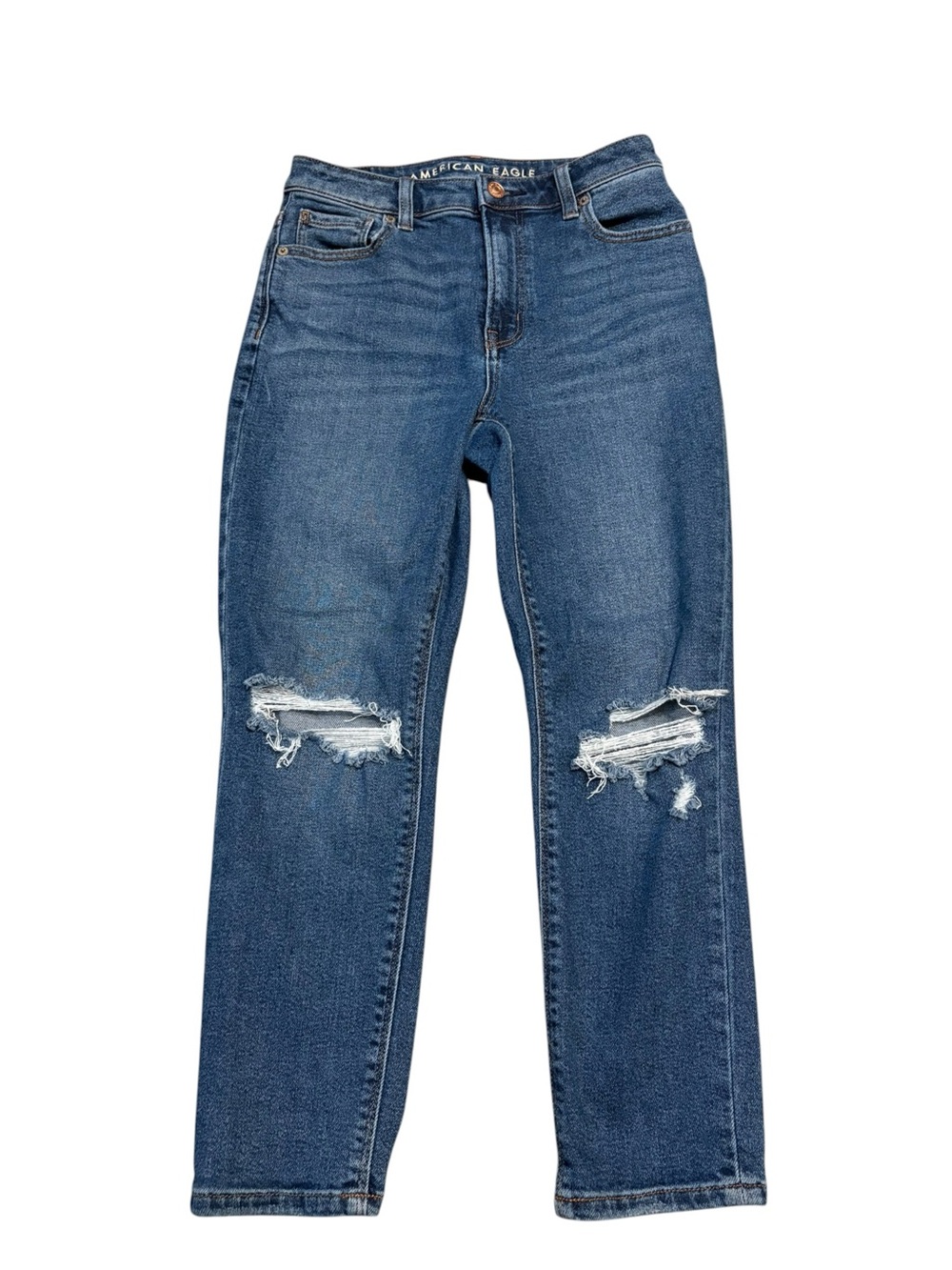 American Eagle Distressed Knee Mom Jeans.  Size 0 X-Short